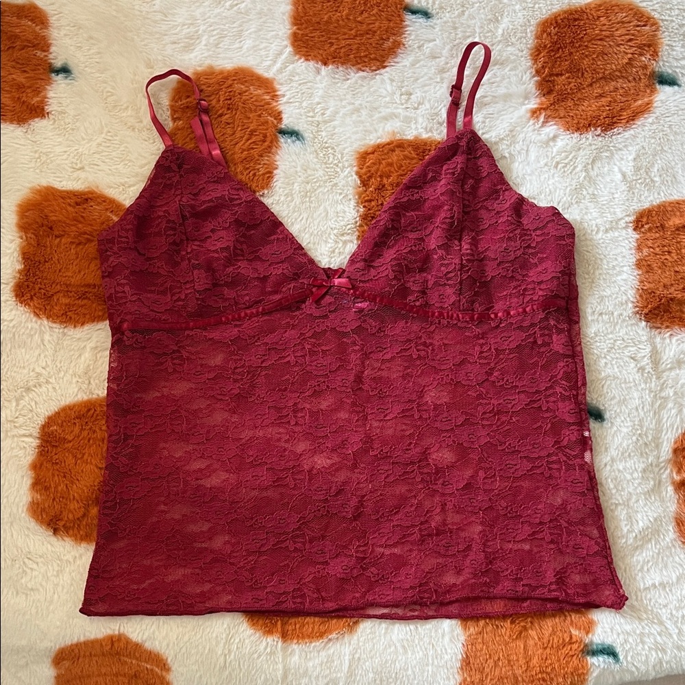 Edikted Lace Camisole Top in Deep Red